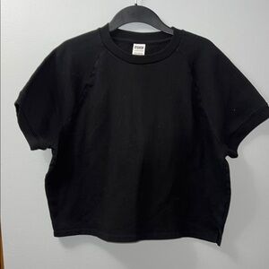 NEW PINK Victoria's Secret Black Short Sleeve Sweatshirt